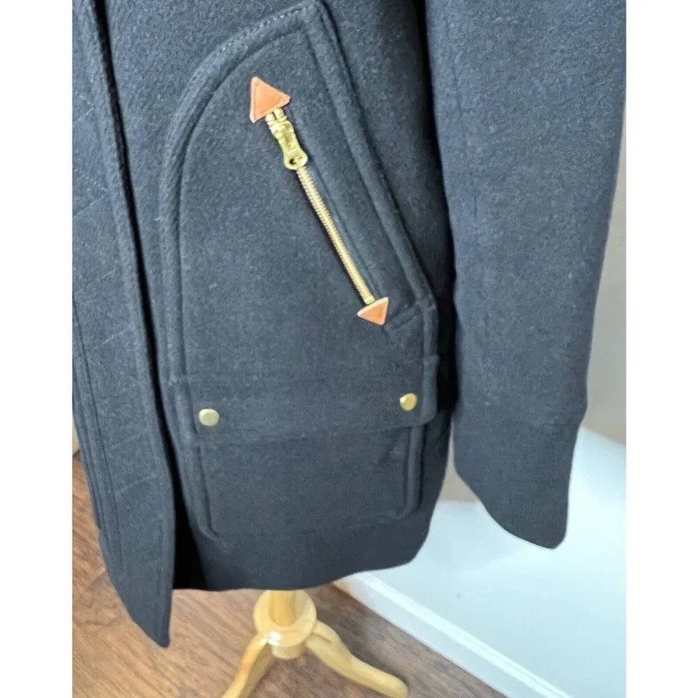 J.Crew Womens $385 Chateau Parka Italian Wool Black Size 4 BM948 Winter Coat - Picture 8 of 12